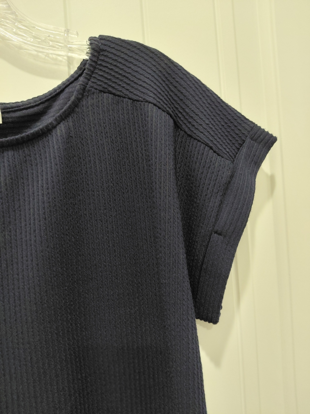 Navy Short Sleeve Ribbed Tee #0725 - Picture 4 of 9